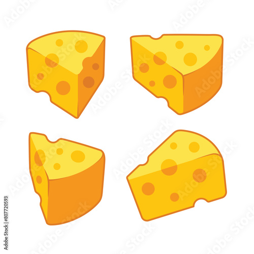 Cheese slice in cartoon style isolated on white background vector illustration