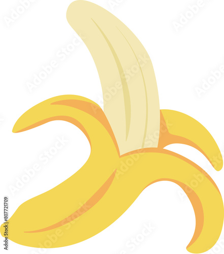 Banana pealed with half skin photo