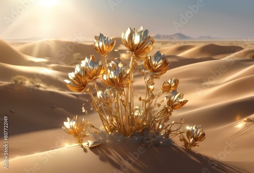 the beautiful iron-gold flowers are able to grow and endure in the arid desert, showing steadfast endurance even in hot and dry situations photo