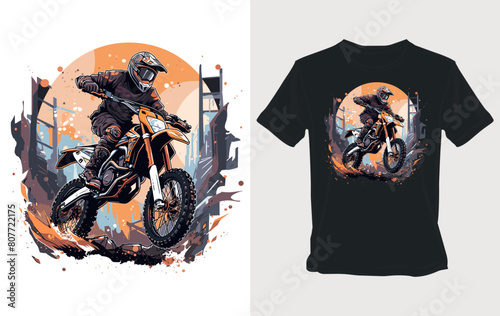 Daring dirt bike stunt Cartoon vector for adventurous t-shirt design