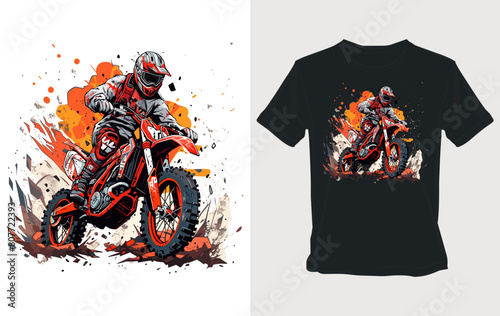 Action packed dirt bike adventure Cartoon vector for bold t-shirt design