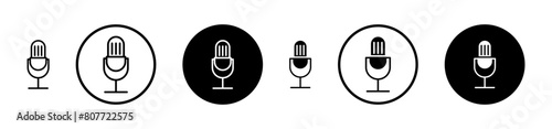 Audio speech podcast mic line icon set. Voice record mike line icon suitable for apps and websites UI designs. photo