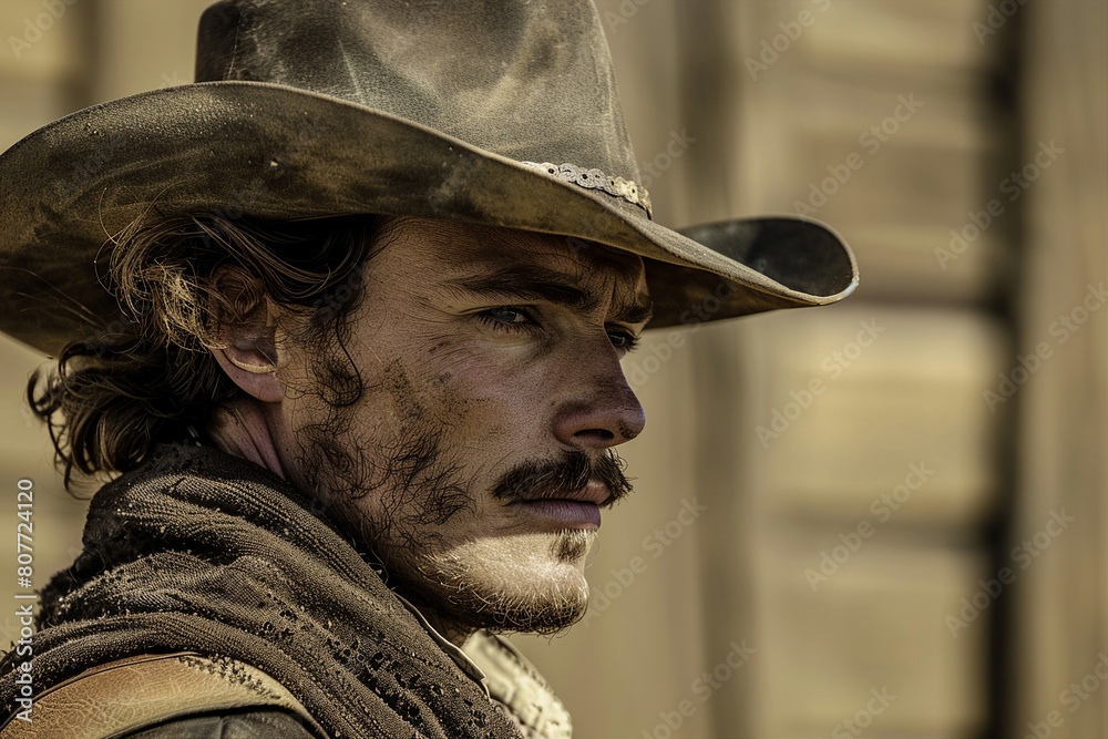 Generative AI picture Portrait of wild west retro movie western city town with cowboys and cowgirls and horses Generative AI picture Portrait of wild west retro movie western city town with cowboys and cowgirls and horses