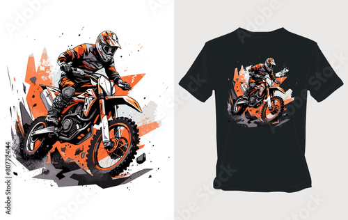 Rugged dirt bike thrill Cartoon vector for bold t-shirt design