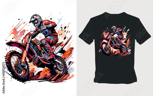 Rugged dirt bike thrill Cartoon vector for bold t-shirt design