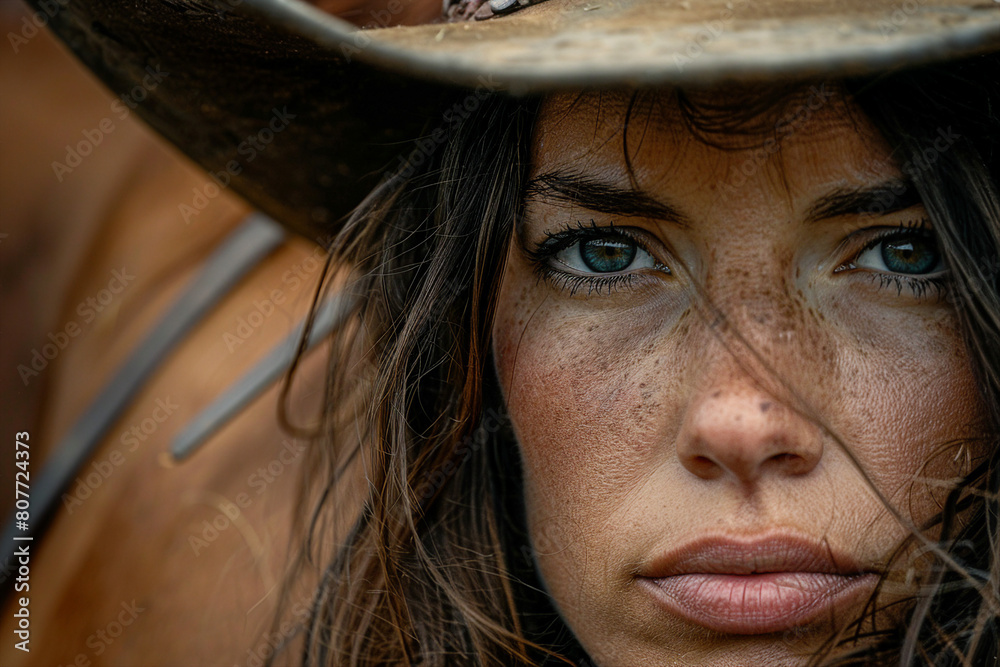 Generative AI picture Portrait of wild west retro movie western city town with cowboys and cowgirls and horses Generative AI picture Portrait of wild west retro movie western city town with cowboys and cowgirls and horses