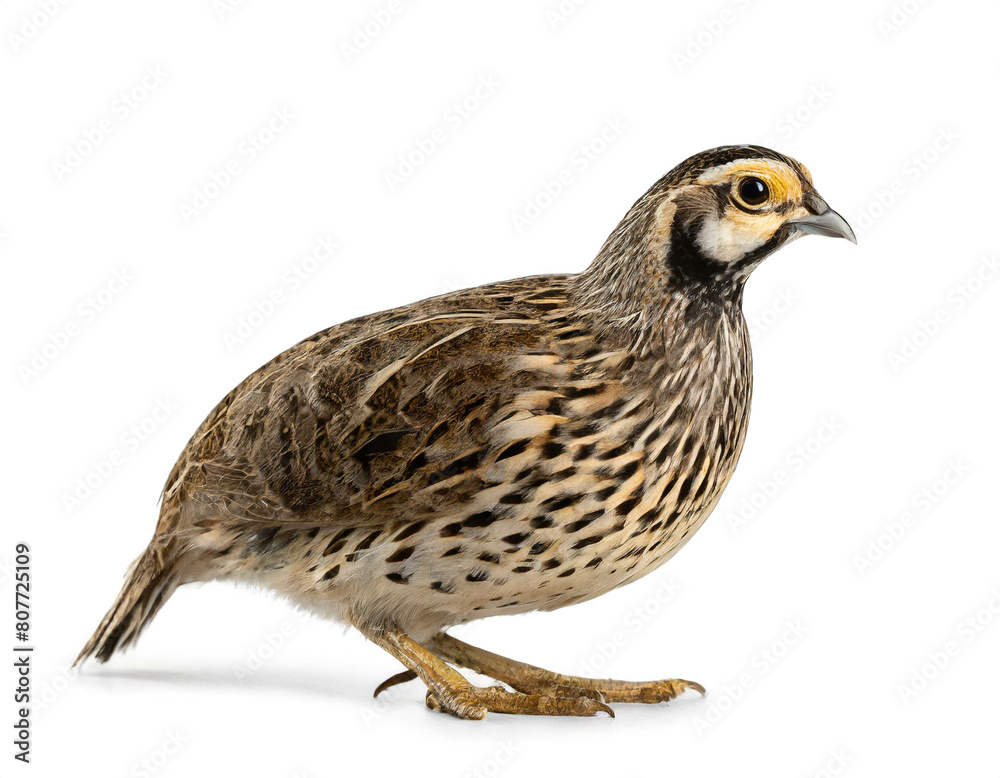 Fototapeta premium Wachtel isoliert auf weißen Hintergrund, Freisteller 