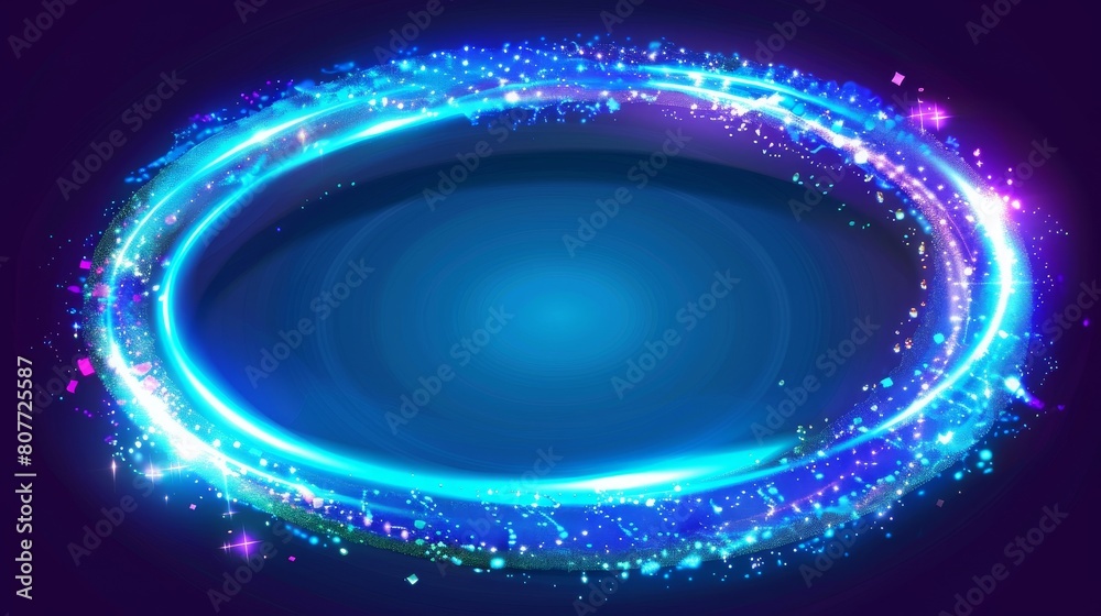 Bokeh light effect with sparkle glow frame. Round glitter flare. Bright neon swirl lines. Isolated energy lens element. Blue, green, and purple wave trail shiny overlay digital template. Bokeh light effect with sparkle glow frame. Round glitter flare. Bright neon swirl lines. Isolated energy lens element. Blue, green, and purple wave trail shiny overlay digital template.