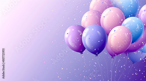 free space on the left corner for title banner with a colorful balloons.