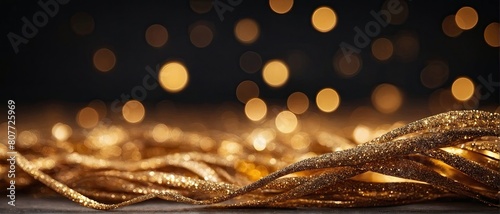 Abstract golden christmas glitter lights background 