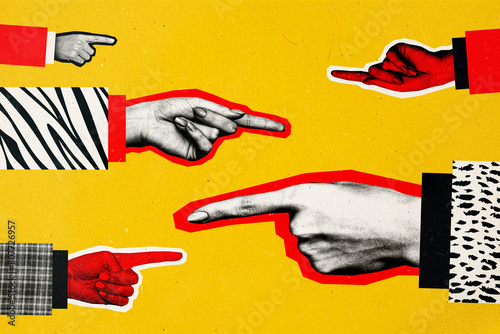 Canvas-taulu Composite photo collage of people hands fingers point each other blame shame gui