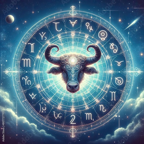 Zodiac sign Taurus. Magic illustration. Horoscope.