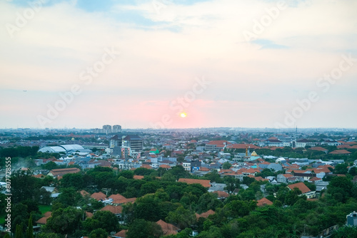 Surabaya city landscape, Surabaya is the second largest city in Indonesia, view of the Surabaya city, aerial view of a city, panorama of the city