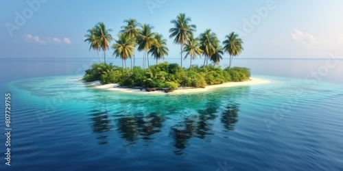 Island surrounded by ocean and palm trees