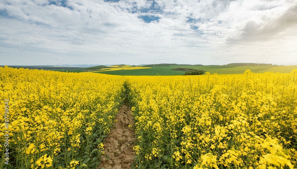 Vast Field of Blooming Rapeseed