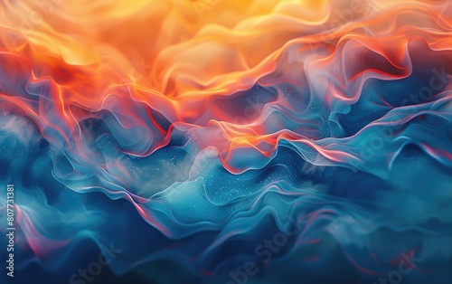 Dynamic energy flow abstract blue and orange background