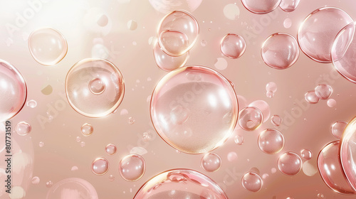 Elegant image of floating bubbles in a soft pink gradient background, giving a serene vibe.