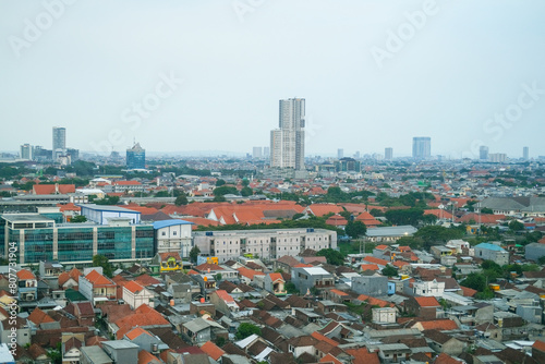 Surabaya city landscape, Surabaya is the second largest city in Indonesia, view of the Surabaya city, aerial view of a city, panorama of the city photo