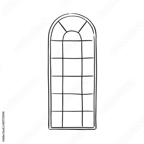 A line drawn illustration of an outdoor mirror or window in black and white. Drawn by hand in a sketchy style and vectorised for a variety of uses photo