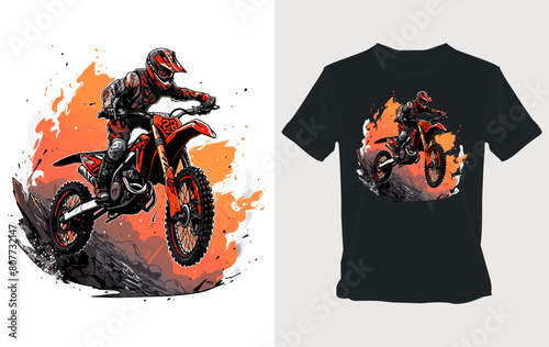 Thrilling dirt bike ride Vibrant cartoon vector for t-shirt design