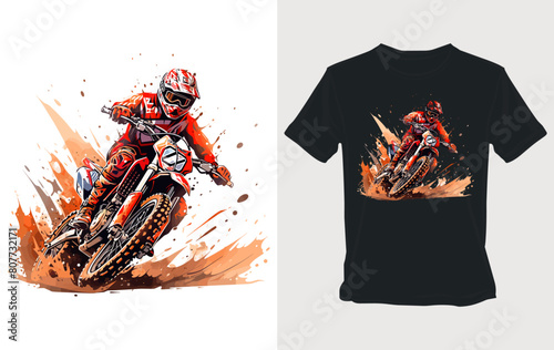 Extreme dirt bike adventure Cartoon vector for dynamic t-shirt design