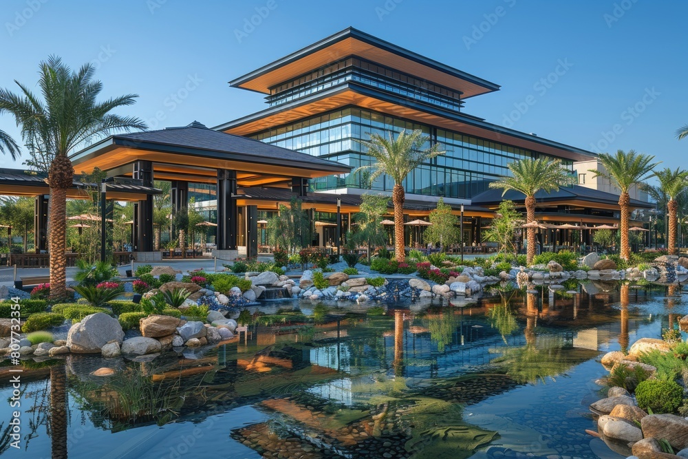 Obraz premium beautiful garden buildings with a modern Japanese theme professional photography