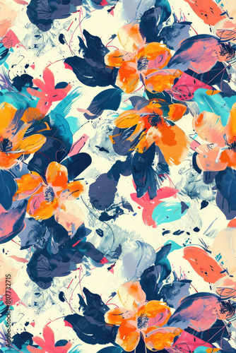 Lively Floral Background  Mix of Bold Colors