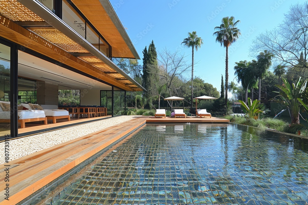 Fototapeta premium beautiful garden buildings with a modern Japanese theme professional photography