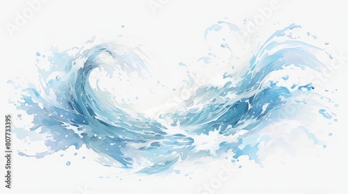splashing water waves, Blue water swirl splash cut out,white background