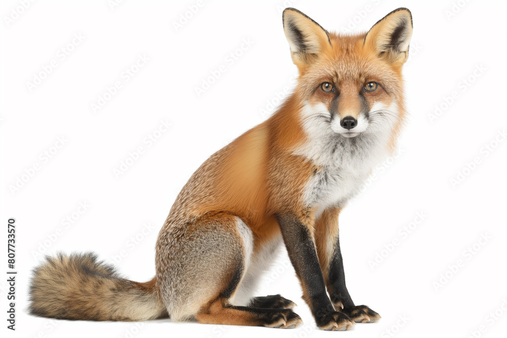 Portrait of a red fox against a white background Portrait of a red fox against a white background