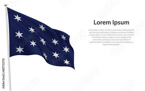 Washington's Headquarters Flag Waving on a White Background