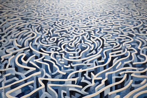 Artistic maze painting. 3D illustration.