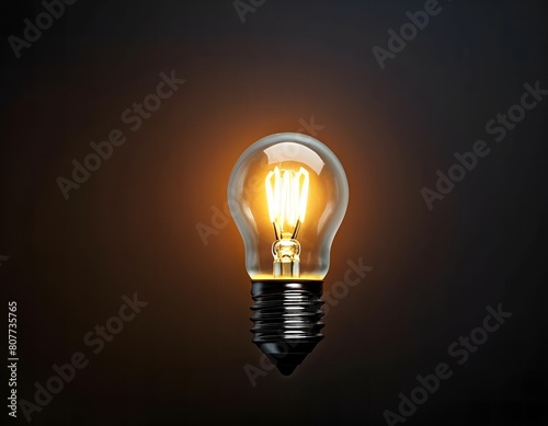 Glowing electric light bulb on a dark background