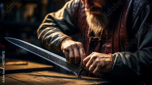 Artisan crafts detailed gladius sword for gladiator photo