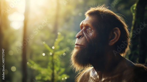 An extinct species of an early human, primitive man, early human existence, tools, culture, and survival in the ancient epochs of our evolutionary past 