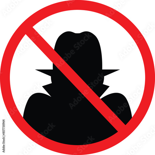 Anti Spy icon. Hacker sign. No thefts symbol. flat style. © theerakit