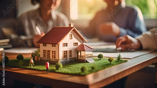 Model house with Apartment agency for real estate. House insurance concepts.generative ai