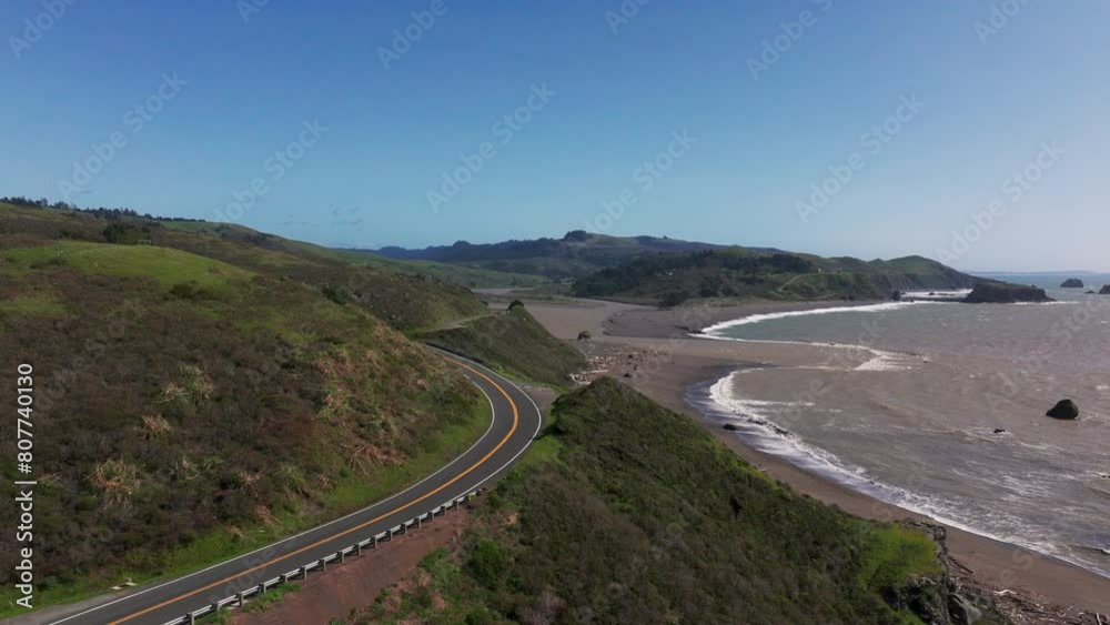 Drone aerial shot over a highway in the pacific northwest of the united states Drone aerial shot over a highway in the pacific northwest of the united states