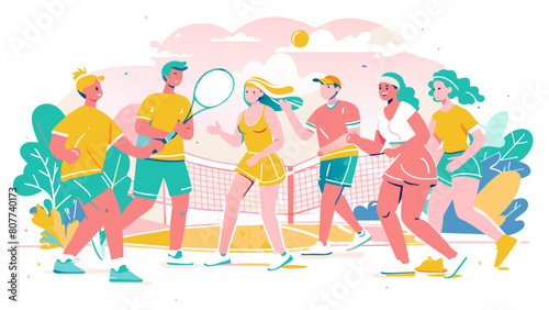 Dynamic Group of Friends Enjoying Outdoor Sports Activities