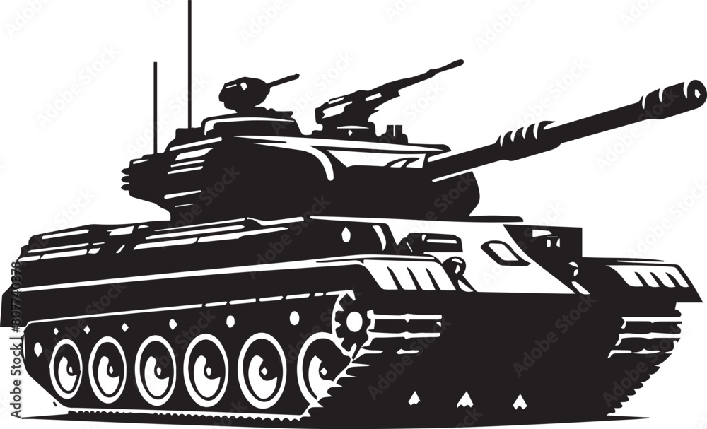 Tank silhouette. Tank vector design isolated on white background.