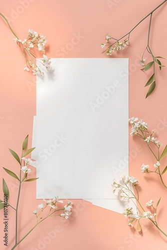 Invitation greeting card floral frame blank canvas