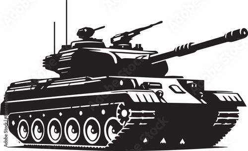 Tank silhouette. Tank vector design isolated on white background.