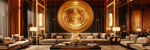 Antique Room with Ornate Golden Decorations and Traditional Thai Art, Elegant and Luxurious Interior Design