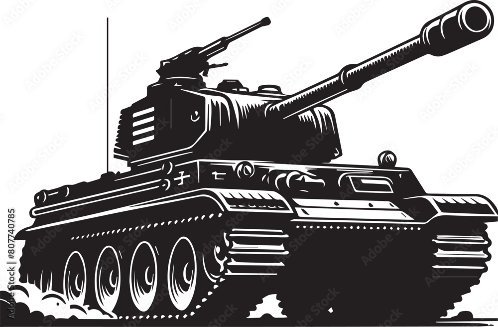Tank silhouette. Tank vector design isolated on white background.