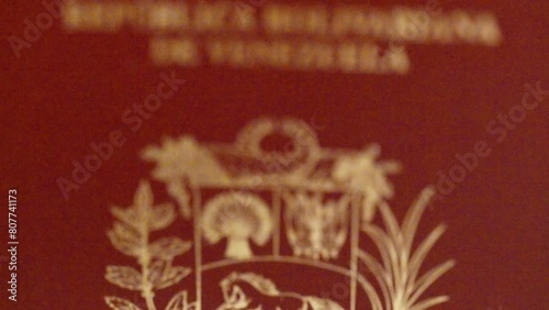 Macro of Venezuelan passport for travel and visa photo