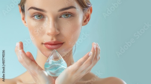 A Woman Holding a Water Drop photo