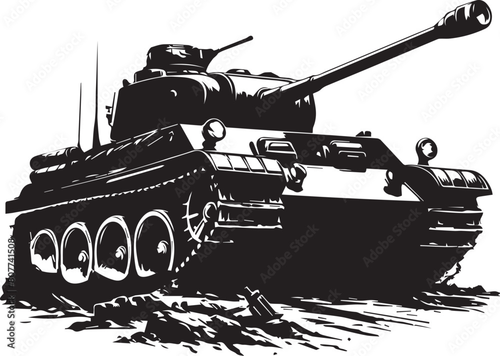 Tank silhouette. Tank vector design isolated on white background. Tank silhouette. Tank vector design isolated on white background.