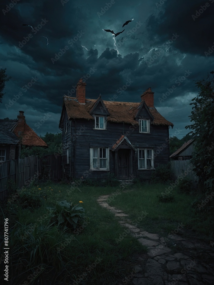 Ancient mysterious dark house