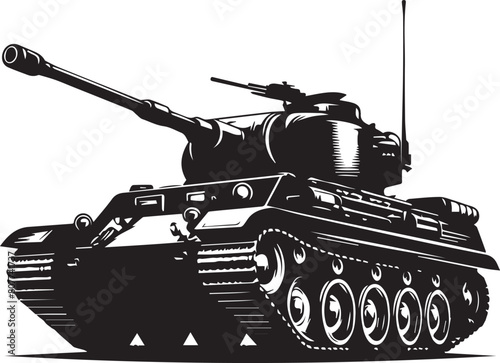 Tank silhouette. Tank vector design isolated on white background.