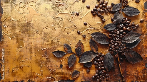Vintage grunge brown and beige collage background with coffee theme. Different textures and shapes © DELstudio